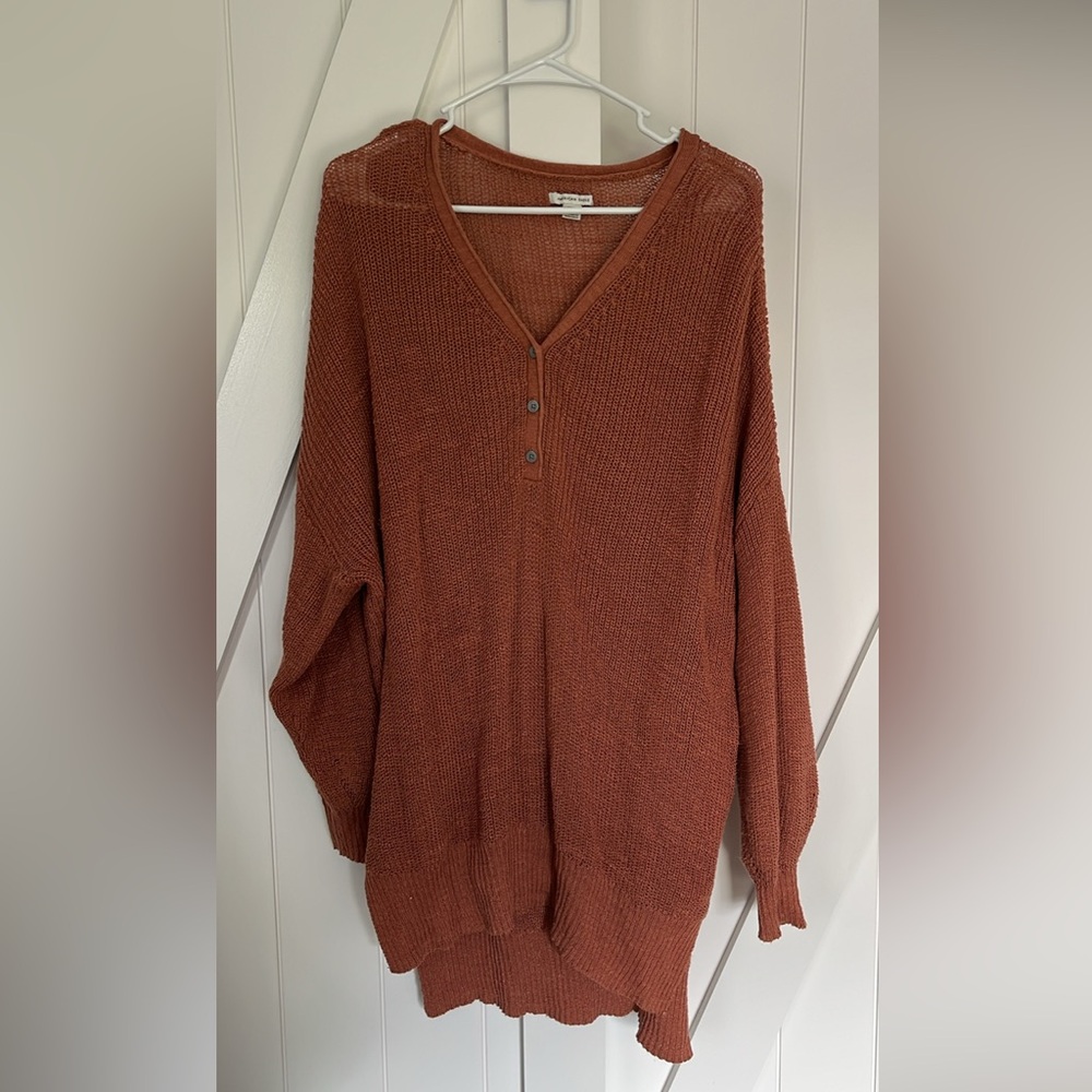 Women's V-Neck Rust Sweater